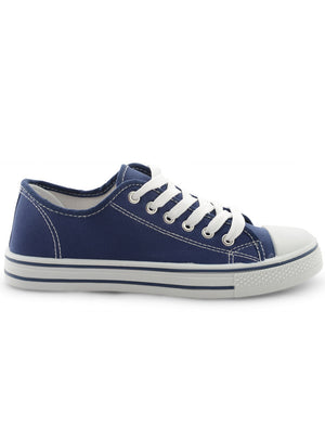 Men’s Baltimore Low Top Lace Up Canvas Trainers In Navy
