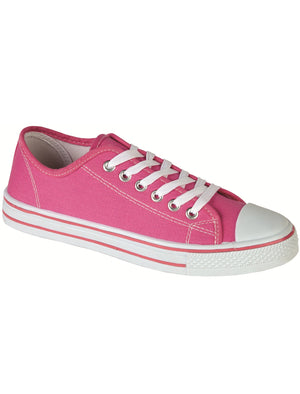 Womens Baltimore Low Top Lace Up Canvas Trainers In Pink