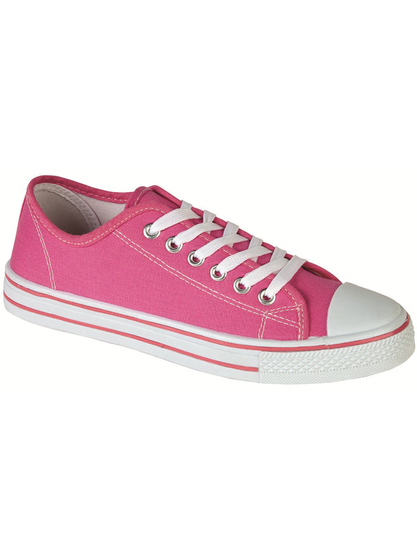 Womens Baltimore Low Top Lace Up Canvas Trainers In Pink