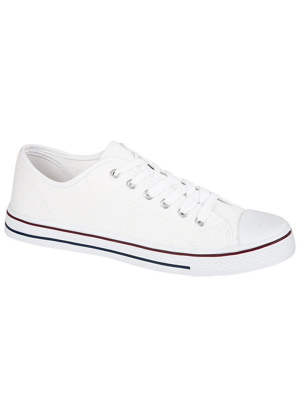 Womens Baltimore Low Top Lace Up Canvas Trainers In White