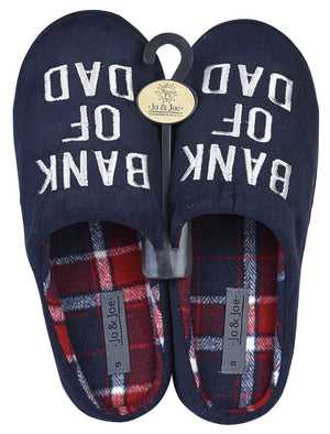 Bank Of Dad Novelty Slippers in Navy