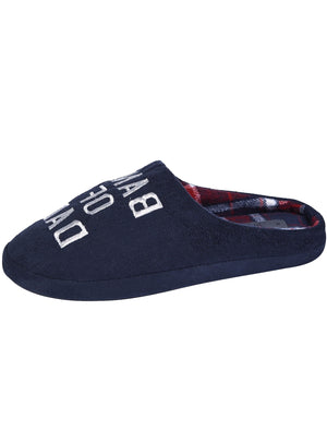 Bank Of Dad Novelty Slippers in Navy