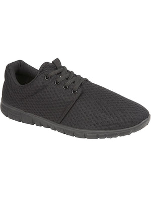 Mens Bexley Mesh Lace Up Running Trainers in Black