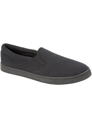 Boston Slip On Canvas Trainers In All Black