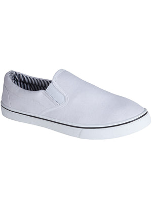 Boston Slip On Canvas Trainers In White