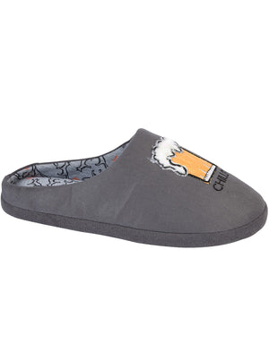 Chillin Beer Novelty Slippers in Grey