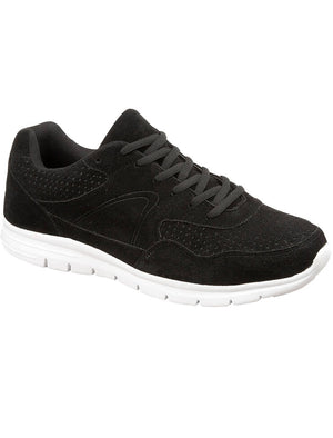 Florida Faux Suede Lace Up Trainers in Black