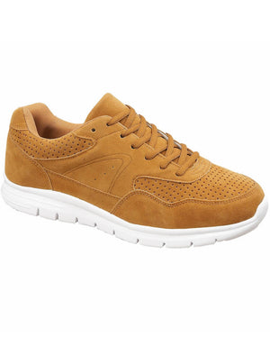 Florida Faux Suede Lace Up Trainers in Camel
