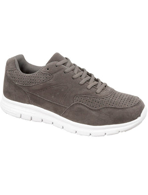 Florida Faux Suede Lace Up Trainers in Grey