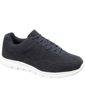 Florida Faux Suede Lace Up Trainers in Navy