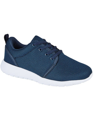 Impact Mesh Lace Up Running Trainers in Navy