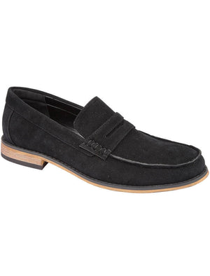 Madrid Suede Penny Loafers in Black