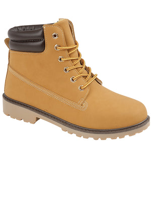 Mens Peak Lace Up Worker Boots In Sand