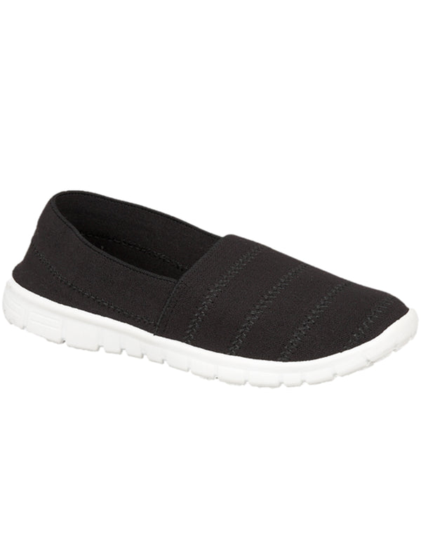 Womens Nadia Elasticated Slip On Plimsolls in Black