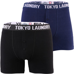 Tokyo Laundry Malone blue & black boxers ( 2 Pack)
