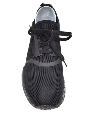 Mens Alec Lace Up Mesh Fashion Trainers in All Black