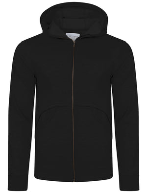 Mens Marc Curve Pocket Hoodie with Brass Zipper in Black