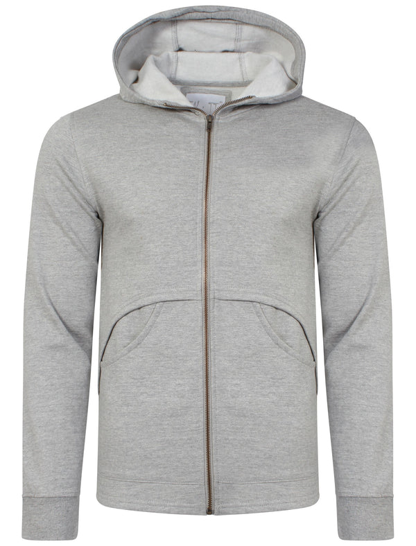 Mens Marc Curve Pocket Hoodie with Brass Zipper in Light Grey