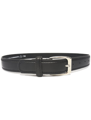 Mens Caleb Slim Leather Belt in Black