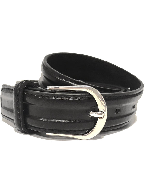 Mens Davis Slim Leather Belt in Black