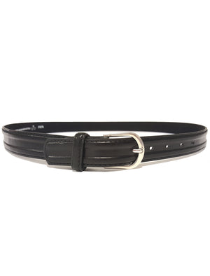 Mens Davis Slim Leather Belt in Black