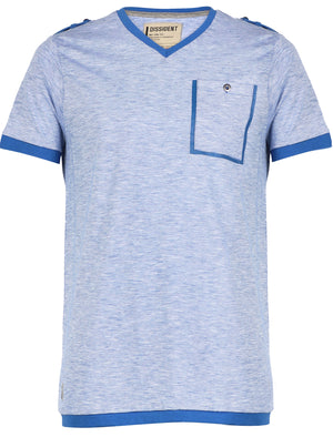 Dissident Zoo4 Cotton V Neck t-shirt in Olympian Blue