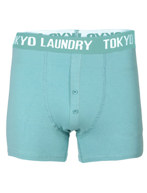 Gladstone Boxer Shorts Set in Ice Grey Marl / Dusty Turquoise - Tokyo Laundry