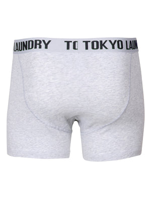 Gladstone Boxer Shorts Set in Ice Grey Marl / Dusty Turquoise - Tokyo Laundry