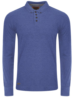 Lake Nevada Long Sleeve Polo Shirt in Cornflower Blue Marl - Tokyo Laundry