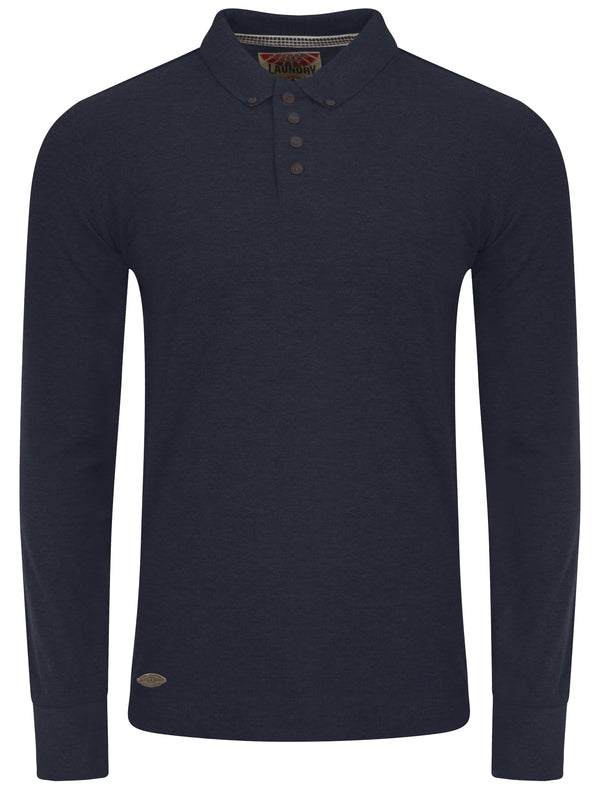 Lake Nevada Long Sleeve Polo Shirt in Navy - Tokyo Laundry