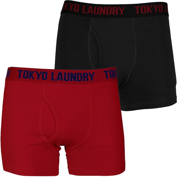 Motley Sports Boxer Shorts Set in Sangria Red / Black -  Tokyo Laundry