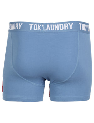 Motley Sports Boxer Shorts Set in Light Blue Marl / Optic White -  Tokyo Laundry
