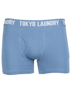 Motley Sports Boxer Shorts Set in Light Blue Marl / Optic White -  Tokyo Laundry