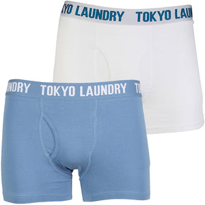 Motley Sports Boxer Shorts Set in Light Blue Marl / Optic White -  Tokyo Laundry