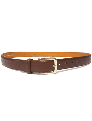 Mens Preston Chevron Arrow Leather Belt in Brown