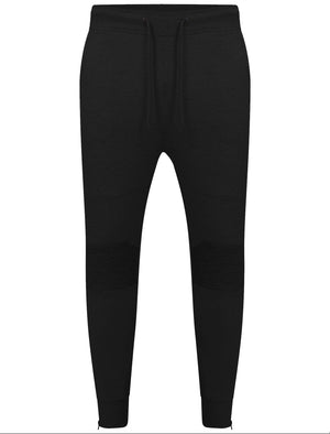 Mens Dominic Qutory Panel Joggers with Zip Cuffs in Black