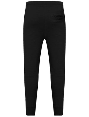 Mens Dominic Qutory Panel Joggers with Zip Cuffs in Black