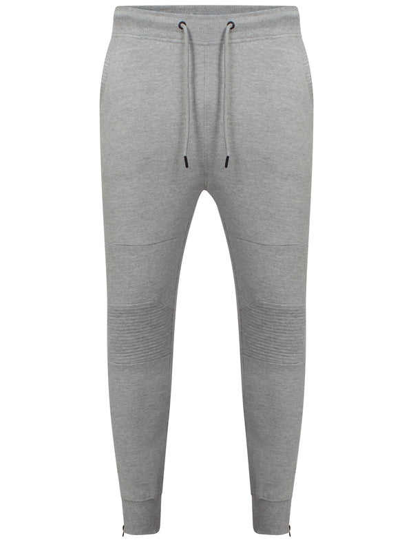 Mens Dominic Qutory Panel Joggers with Zip Cuffs in Grey Marl