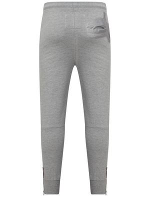 Mens Dominic Qutory Panel Joggers with Zip Cuffs in Grey Marl