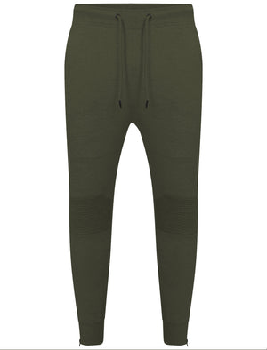 Mens Dominic Qutory Panel Joggers with Zip Cuffs in Khaki