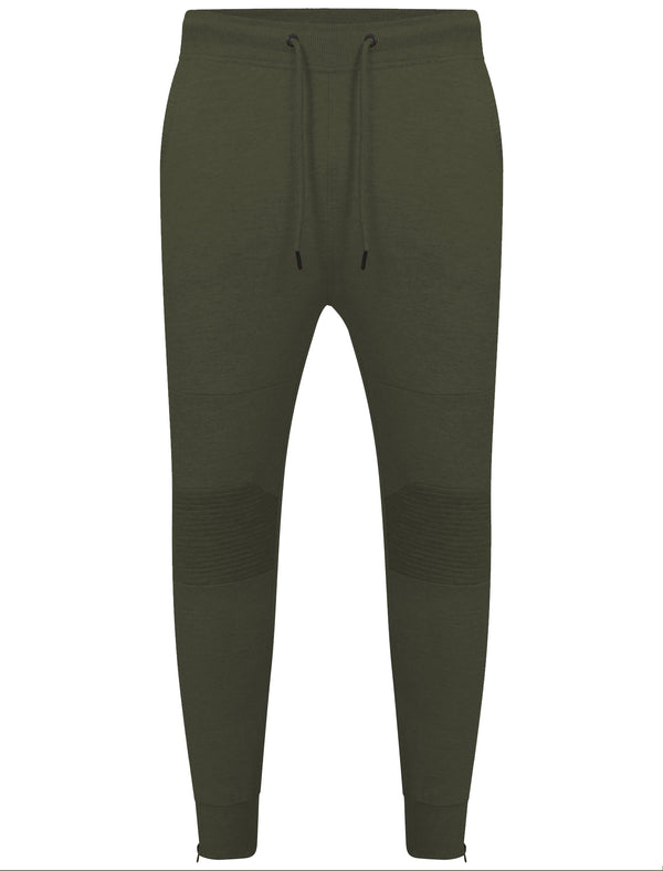 Mens Dominic Qutory Panel Joggers with Zip Cuffs in Khaki