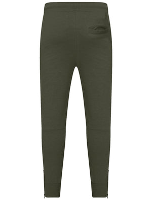 Mens Dominic Qutory Panel Joggers with Zip Cuffs in Khaki