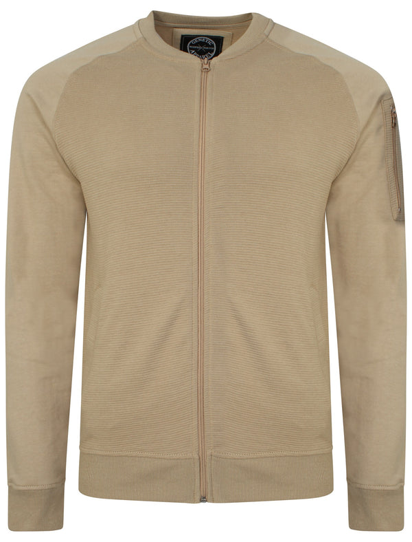 Mens Hugo Qutory Bomber Jacket with Pocket Sleeve in Stone