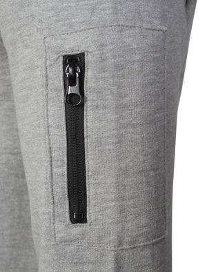 Mens Todd Qutory Panel Hoodie with Pocket Sleeve in Grey Marl