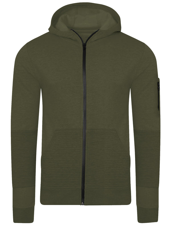 Mens Todd Qutory Panel Hoodie with Pocket Sleeve in Khaki