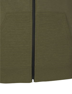 Mens Todd Qutory Panel Hoodie with Pocket Sleeve in Khaki