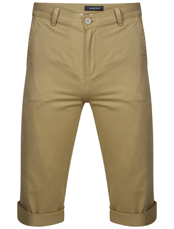 Roberto Cotton Twill 3/4 Length Shorts in Beige - Tokyo Laundry