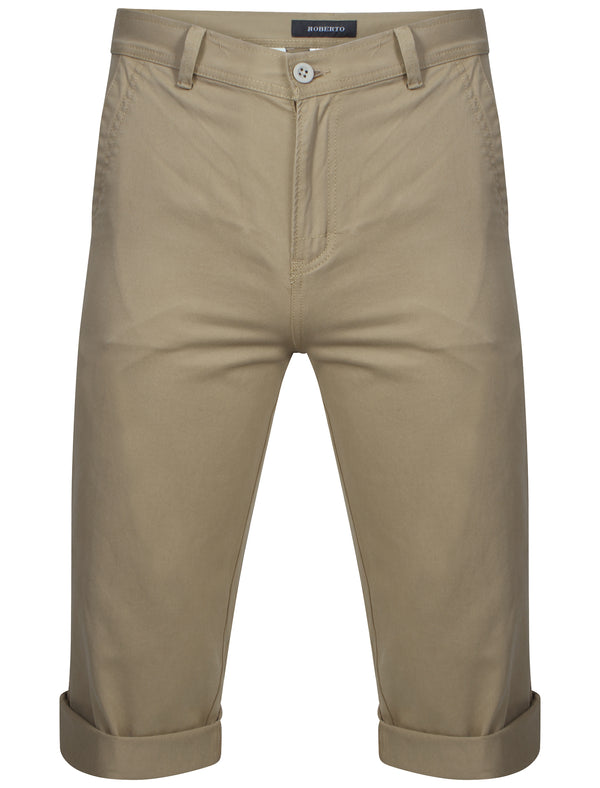 Roberto Cotton Twill 3/4 Length Shorts in Stone - Tokyo Laundry