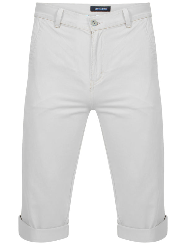 Roberto Cotton Twill 3/4 Length Shorts in White - Tokyo Laundry