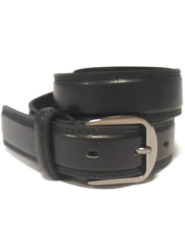 Mens Sidney Matte Finish Slim Leather Belt in Black